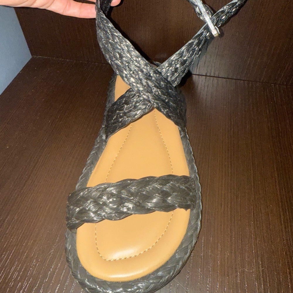 Splendid Black Artisanal Sandals with Braided Straps